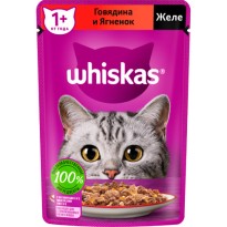 Корм Whiskas желе с говядиной и ягненком для кошек 75г