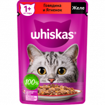 Корм Whiskas желе с говядиной и ягненком для кошек 75г