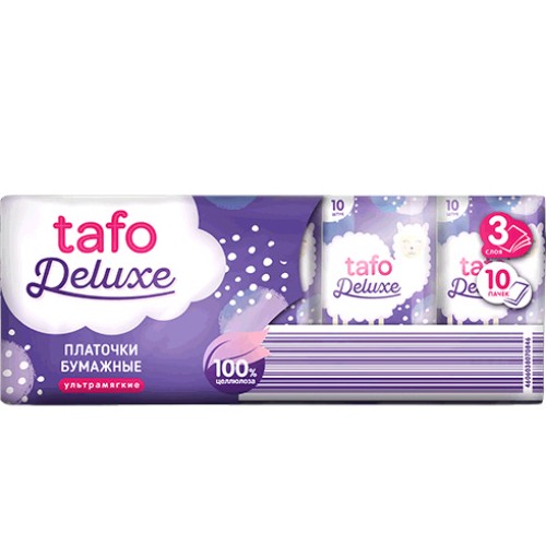 Платочки TAFO гигиенические из бумаги 3 слоя 100шт