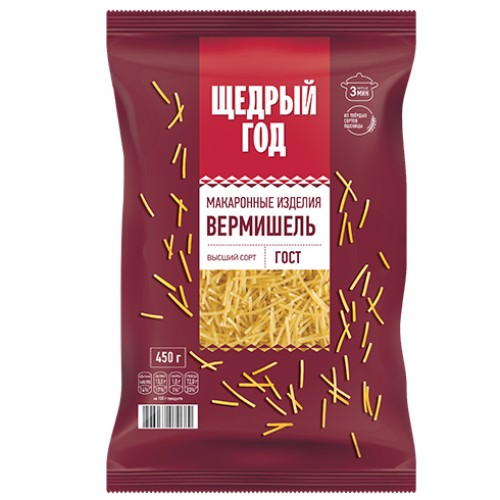 Макаронные изд. ЩЕДРЫЙ ГОД вермишель 450г