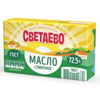 Масло СВЕТАЕВО Крестьянское сладко-сливочное 72.5% 180г