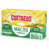 Масло СВЕТАЕВО Крестьянское сладко-сливочное 72.5% 180г