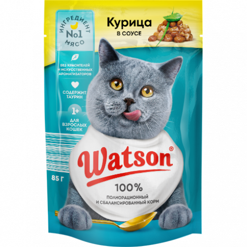 Корм WATSON с курицей в соусе для кошек 85г