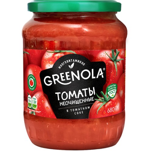 Томаты GREENOLA неочищенные в томатном соке 680г