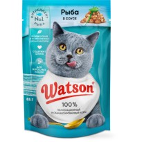 Корм WATSON с рыбой в соусе для кошек 85г