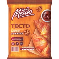 Тесто ГРАНД МЕНЮ слоеное дрожжевое замороженное 500г