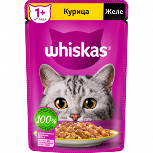 Корм Whiskas желе с курицей для кошек 75г