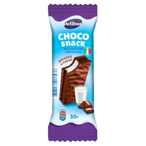 Пирожное DELIBON бисквитное с цел/молоком глазир. 30г