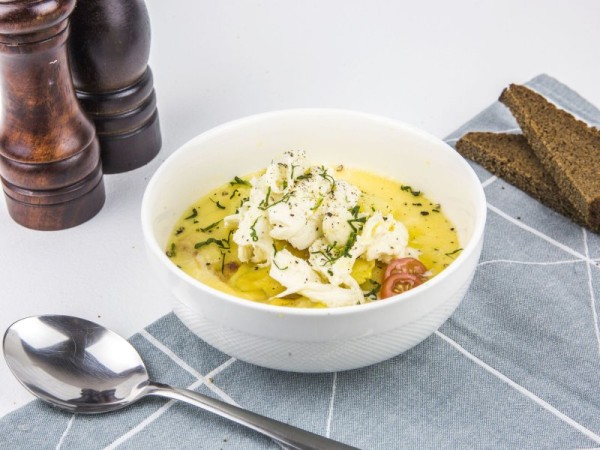 Сырный суп с запеченным картофелем