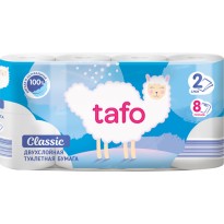 Бумага TAFO Classic туалетная с тисн/перф. 8рул. 2слоя