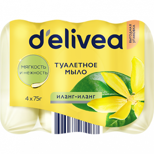 Мыло DELIVEA твердое туалетное 74% 4x75г