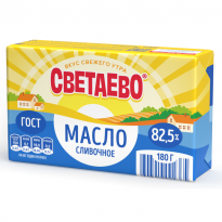 Масло СВЕТАЕВО Традиционное сладко-сливочное 82.5% 180г