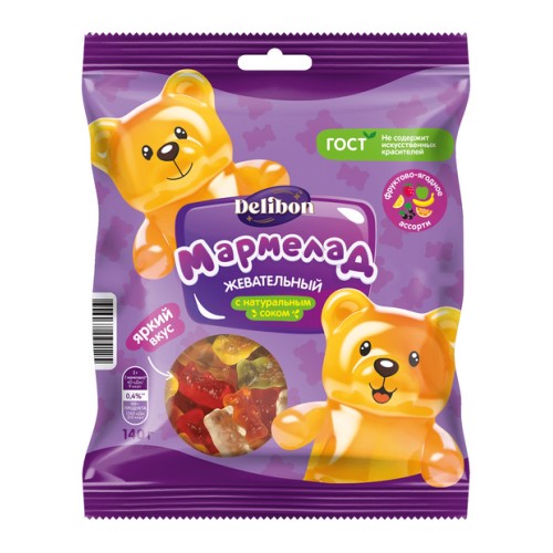 Мармелад DELIBON жевательный в форме медведей 140г