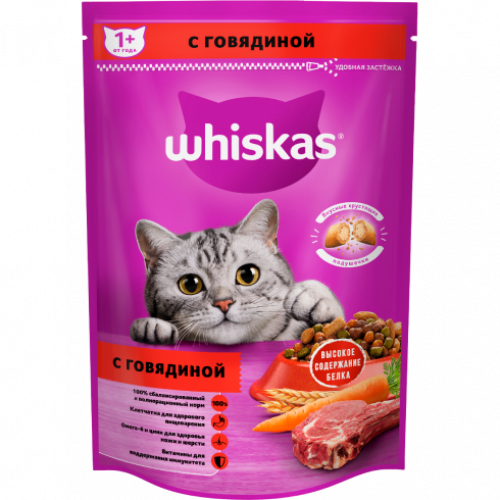 Корм Whiskas сухой с говядиной для кошек 350г