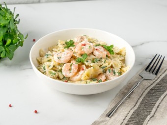 Фарфалле с креветками