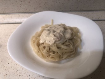 Паста со сливочными креветками