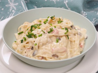 Фетучини с ветчиной