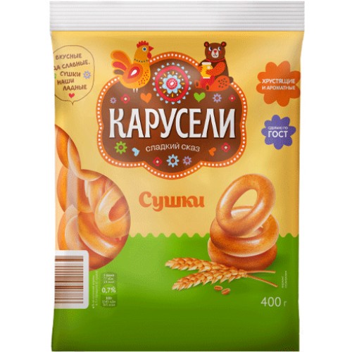 Сушки КАРУСЕЛИ Ладожский малышок простые 400г