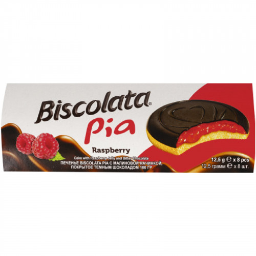 Печенье Biscolata Pia c малин. нач. 100г