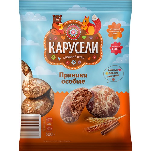 Пряники КАРУСЕЛИ Особые заварные глазированные 500г
