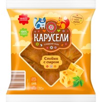 Слойка КАРУСЕЛИ с сыром слоеная 70г