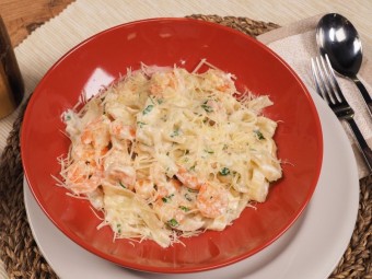 Фетучини с креветками