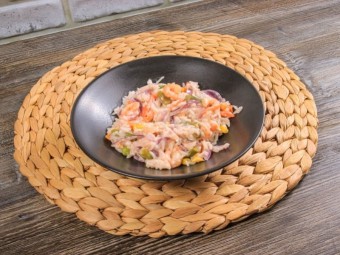 Ризотто с креветками и овощами