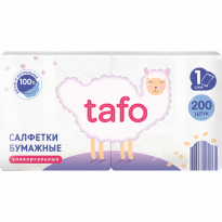 Салфетки TAFO бум. однослойные 200шт